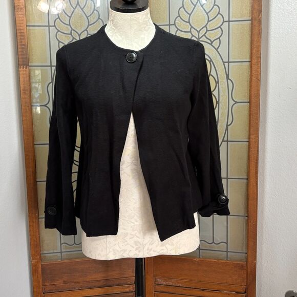 Anthropologie Crop Swing Shrug Cardigan Sweater Black Size S - Picture 1 of 10